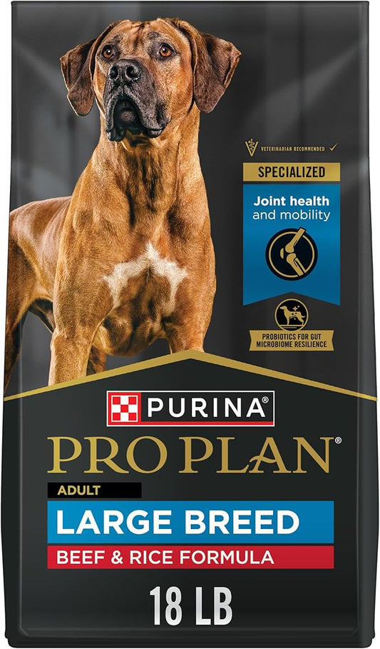 Purina Pro Plan Large Breed Dry High Protein Dog Food with Probiotics for Dogs, Beef and Rice Formula - 18 lb. Bag