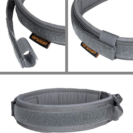 EXCELLENT ELITE SPANKER Tactical Dog Collar Nylon Adjustable Training Collar Military Dog Collar Heavy Duty Metal Buckle with Control Handle for Medium and Large Dogs with Patches (Grey-XL)