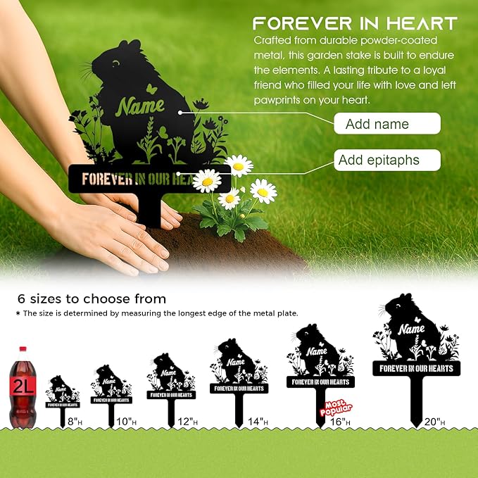 Custom Hamster Grave Stake Metal Memorial Stake for Cemetery or Garden Decoration, Personalized Hamster Remembrance Sympathy Sign Floral Plaque Tombstone Memorials Pet Loss Gifts