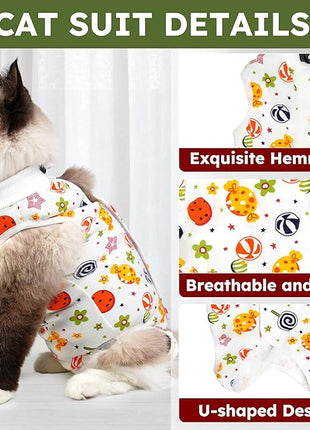 Cat Recovery Suit for Spay Abdominal Wounds, Breathable Cat Onesie for Cats After Surgery Female, Kitten Surgical Recovery Suit Female Cone of Shame Alternative for Cats Anti Licking