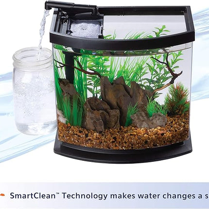 Aqueon LED MiniBow Aquarium Kit with SmartClean Technology, White, 2.5 Gallon