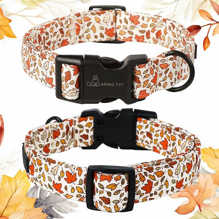 ARING PET Fall Dog Collars, Cute Autumn Maple Leaves Pet Collar with Quick Release Buckle for Small Medium Large Girl Boy Dogs-M