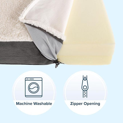 Dog Bed Replacement Cover ? Pet Duvet with Sherpa Top and Non-Slip Bottom, Gray Micro Suede -Dog Bed Washable Removable Cover by PETMAKER (Small)