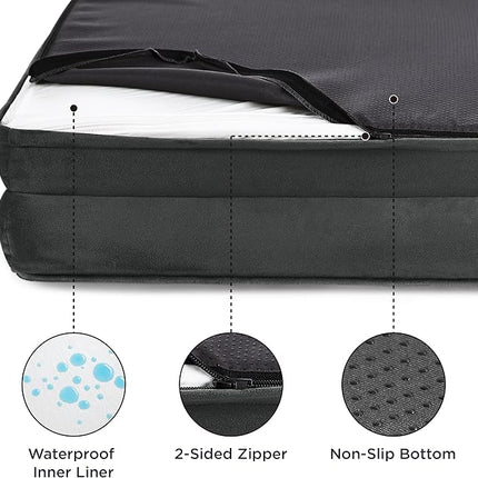 Bedsure Orthopedic Dog Beds Large Sized Dog - Washable Large Dog Cat Bed Waterproof, Comfort Dogs Couch Sofa with Washable Removable Cover, Pet Bed with Nonskid Bottom, Dark Grey, 35"