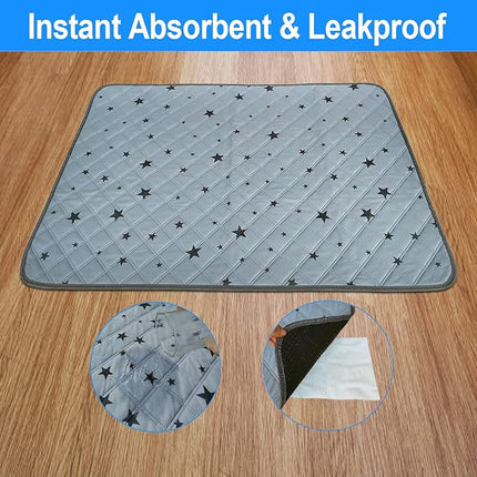 RIOUSSI Washable Pee Pads for Dogs, Reusable, Absorbent, Leakproof, Non Slip Pet Puppy Pads for Potty Training. Gray Stars, 36x41 Inch(2pack)