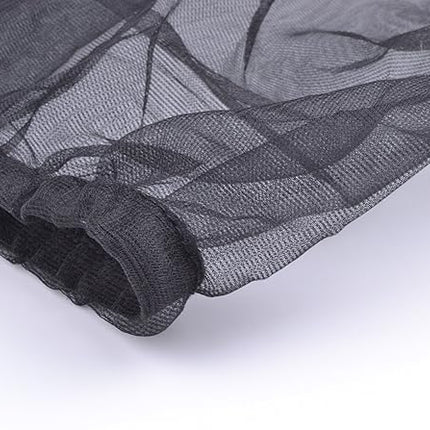 Bird Cage Seed Catcher Seeds Guard Parrot Nylon Mesh Net Cover Stretchy Shell Skirt Traps Cage Basket Soft Airy (Black)