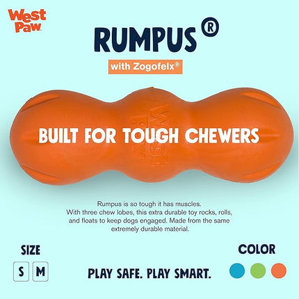 WEST PAW Zogoflex Rumpus Dog Chew Toy – Floatable Toy for Dogs, Aggressive Chewers – Puppy Chewing Toys for Catch, Fetch – Recyclable, Dishwasher-Safe, Medium 6.25", Tangerine