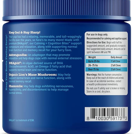 Zesty Paws Senior Advanced Calming & Cognition Soft Chews for Dogs - Supplements for Dog Brain Health & Nervous System Support + Calming & Relaxation -with Ashwagandha, DHA & Melatonin