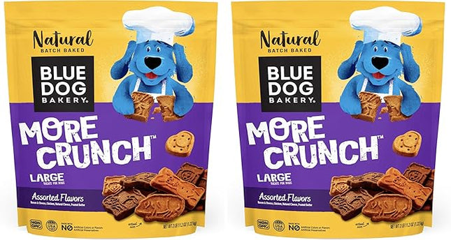 Blue Dog Bakery Dog Treats, Assorted Flavors | More Crunch Large | 11.2 oz | 2lb Bag | Pack of 2