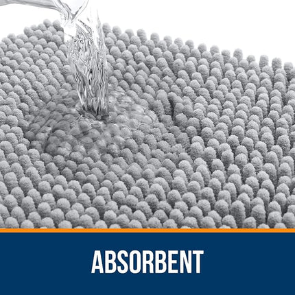 OLANLY Bathroom Rugs 59x24, Extra Soft Absorbent Chenille Bath Rugs, Rubber Backing Quick Dry, Machine Washable Bath Mats for Bathroom Floor, Tub and Shower, Home Decor Accessories, Light Grey