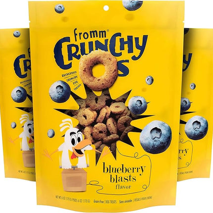Fromm Crunchy Os Blueberry Blasts Dog Treats - Premium Crunchy Dog Treats - Chicken Recipe - Pack of (3) 6 oz Bags