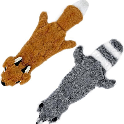 Best Pet Supplies Squeaky Dog Toys with Soft Durable Fabric for Small, Medium and Large Pets Interactive Toy for Indoor Play, Supports Active Biting and Play - Fox, Raccoon, Small