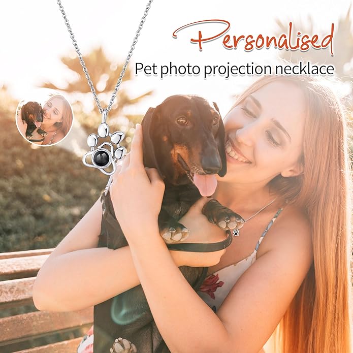 Easycosy Personalized Picture Necklace Projection Necklace with Photo Inside - Custom Photo Heart Pendant Necklace - Photo Gifts Valentines Birthday Love Memorial Gifts for Girlfriend Wife Women