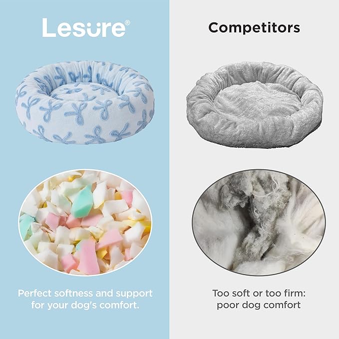 LE SURE Donut Medium Dog Bed - Round Cat Beds for Indoor Cats Calming Pet Beds, Cute Modern Beds with Jacquard Shaggy Plush & Anti Slip Bottom, 30 Inch, Ice Melt