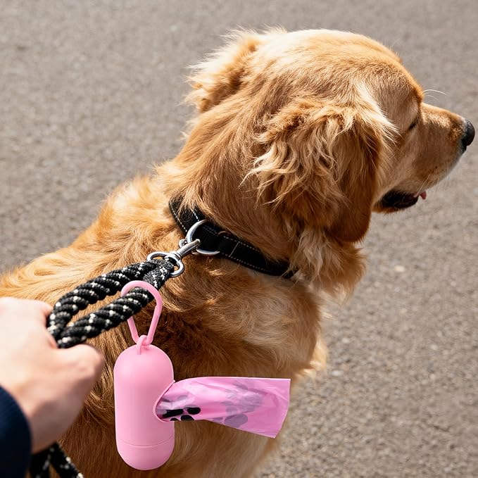 Dyforce Scented Dog Poop Bags,Leak Proof Pet Waste Bags for Dog Walking,Extra Thick and Large Cat Litter Bags for Poop,30 Refill Rolls,600 Bags,9x13",Pink