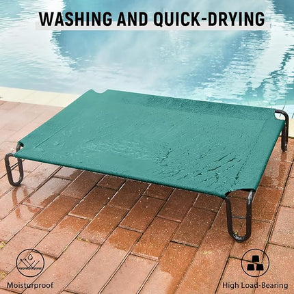 Pettycare Elevated Outdoor Dog Bed - Small Dog Cot, Waterproof, Cooling with Teslin Mesh, Non Slip, Up to 35 lbs, Green