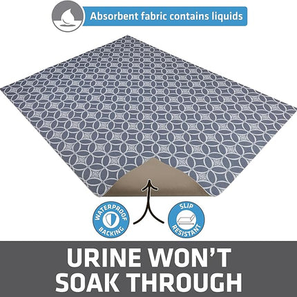 Drymate XL Original Cat Litter Mat, Contains Mess from Box, Protects Floors, Urine-Proof, Machine Washable, Soft on Kitty Paws, Absorbent, Waterproof (USA Made, Recycled Content)(29”x36”)(Indigo Grey)