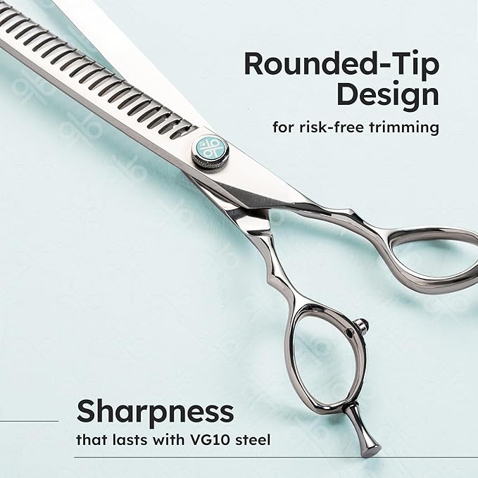 8” Dog Grooming Chunker Scissors – VG10 Japanese Steel Professional Pet Shears for Cats & Dogs | Clean Cut & Precise Trimming | Lightweight, Ergonomic, Handcrafted | Thinning Rate 60-70% | K9 Shears