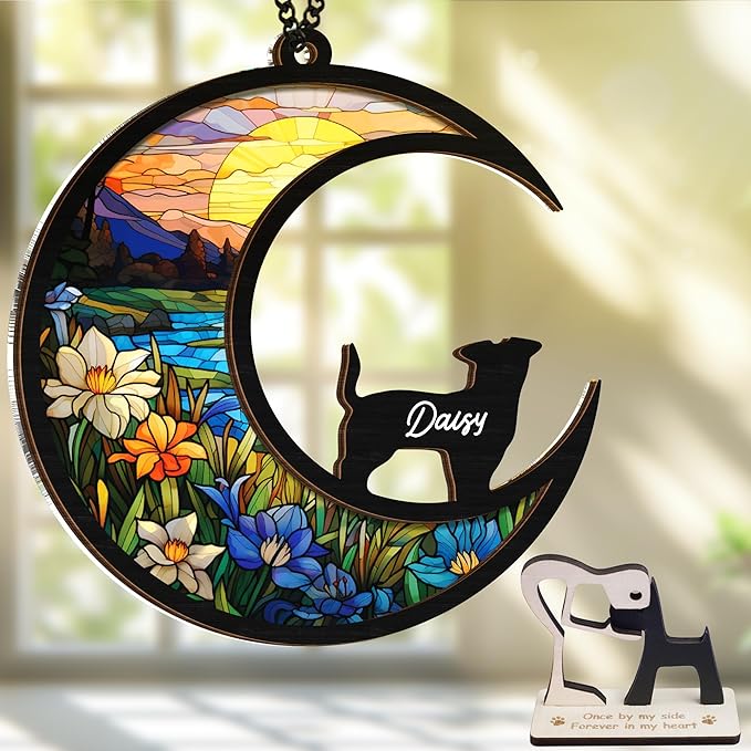 6'' Jack Russell Dog Memorial Suncatcher Personalized Name Dog Breed Pet Ornament Window Car Hanging Sympathy Gift for Loss of Pet Passed Away Remembrance Gift for Dog Lovers SCD-B11-6-42