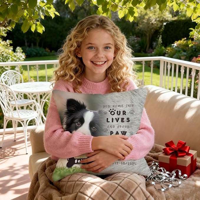 Personalized Pet Memorial Throw Pillow with Photo, Custom Pet Memorial Gifts for Dogs Cats, Loss of Dog Sympathy Gift Dog Bereavement Remembrance Picture Pillow