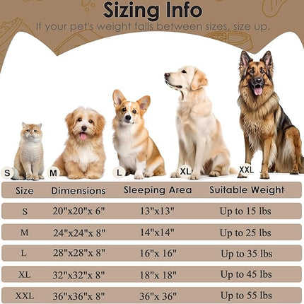 Extra Large Dog Beds, 36 Inch Human Dog Anxiety Relief Comfort Bed, Indestructible & Chew Proof Pet Beds (Camel)