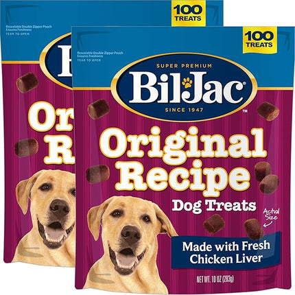 Bil-Jac Original Recipe Soft Training Treats for Dogs, Made with Chicken Liver, Resealable Double Zipper Pouch 10oz (2-Pack)
