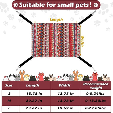 Jetec 2 Pieces Reversible Cat Hanging Hammock Soft Breathable Pet Cage Hammock with Adjustable Straps and Metal Hooks Double Sided Hanging Bed for Small Dogs Rabbits(Ethnic Pattern,M)