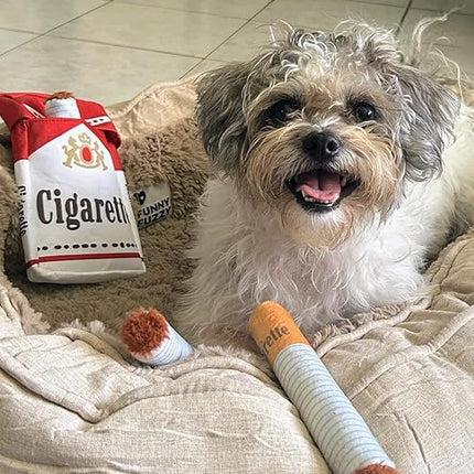 Nocciola 3 Packs Giggle Puff Stick Toys with a Box, Funny Interactive Giggle Sound Plush Dog Toys, Pitbull Husky Frenchie No Stuffing Puppy Toys for Small to Medium Breed, Dog Accessories Boy Gift