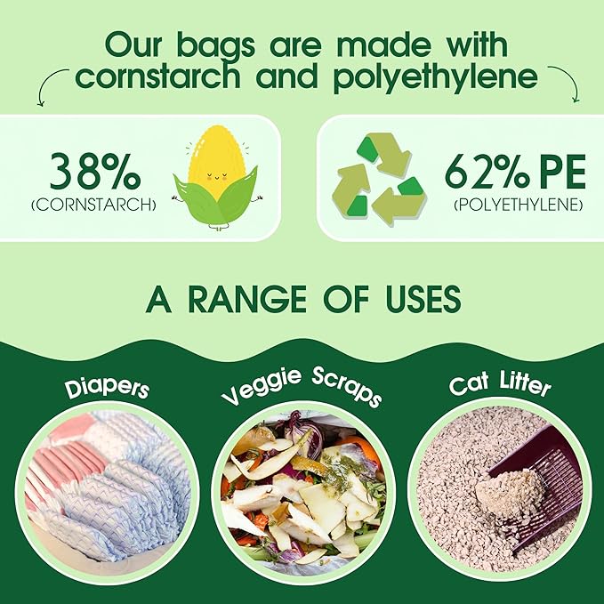 Pet N Pet 800 Counts Unscented Dog Poop Bags Rolls with Tie Handles, 38% Plant Based & 62% PE Poop Bags for Dogs, Extra-Thick Doggie Poo Bag, Pet Waste Bag