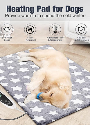 Cat Heating Pad, Waterproof Pet Heating Pad for Cats Dog Indoor, 11 Adjustable Temperature Cat Warming Bed Mat with Timer, Indoor Heated Bed with Chew Resistant Cord (M: 28'' L X 18'' W)