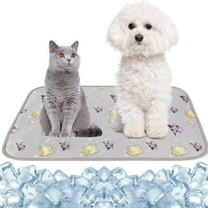 NACOCO Summer Pet Cooling Mat - Cat Dog Cushion Pad Sleeping Cool Comfortable Soft for Pets Kids and Adults (Grey French Bulldog, M)