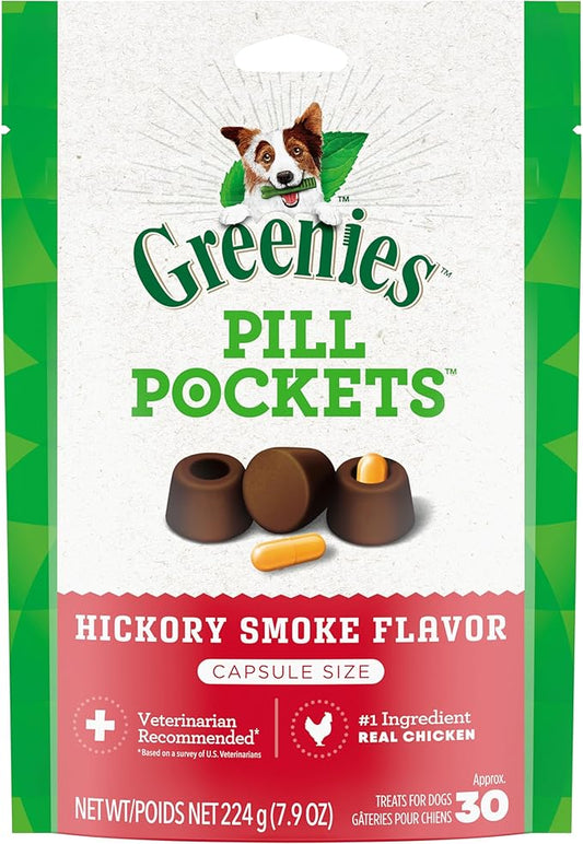 Greenies Pill Pockets for Dogs Large Size, Soft Dog Treats, Hickory Smoke Flavor, 7.9 oz. Pouch (30 Treats)