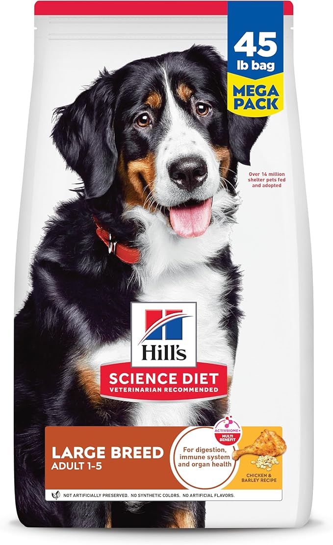 Hill's Science Diet Large Breed Adult Dry Dog Food 1-5, Quality Protein for Joint Support & Lean Muscles, Chicken & Barley, 45 lb. Bag