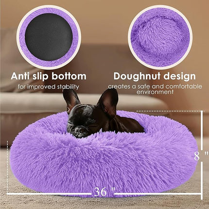 Extra Large Dog Beds, 36 Inch Human Dog Anxiety Relief Comfort Bed, Indestructible & Chew Proof Pet Beds (Purple)