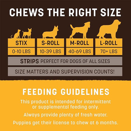 Earth Animal No Hide Chews - Long Lasting Rawhide Free Medium Dog Chews Rolls, Peanut Butter - 3 Count Value Pack