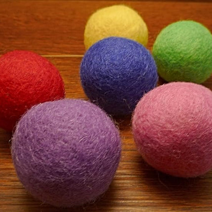 Wool Cat Balls - Safe Silent Felt Ball Toys - Fun Colorful Soft Quiet Wool Kitty Toys - Unique for Cat Lovers - Hand Made in Nepal