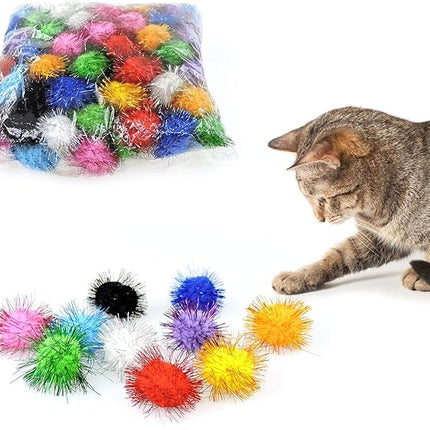 Andiker Cat Crinkle Balls, 2.36 Inches Colorful Cat Ball Chew and Chase Kitten Mylar Crinkle Balls Lightweight Cat Toys for Indoor Cats Kitten to Keep Fit and Active (100pc)