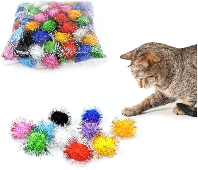 Andiker Cat Crinkle Balls, 2.36 Inches Colorful Cat Ball Chew and Chase Kitten Mylar Crinkle Balls Lightweight Cat Toys for Indoor Cats Kitten to Keep Fit and Active (100pc)