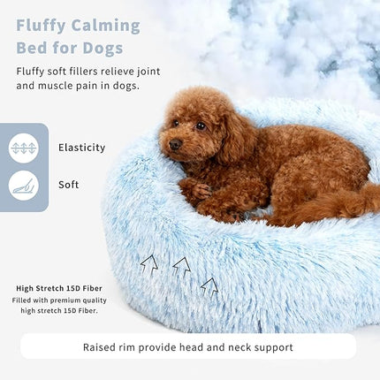 nononfish Puppy Beds for Small Dogs Washble 19 Inches Extra Small Anti-Anxiety for Calming Dog Doggie Bed Luxury Gradient Blue