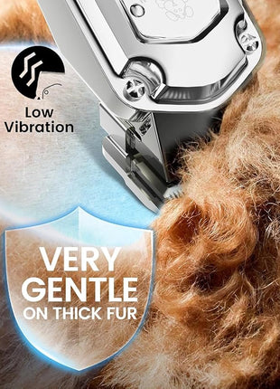 oneisall Dog Clippers for Grooming Thick Hair Professional,Cordless/Rechargeable Pet Grooming Kit with Detachable Metal Combs, Low Noise Heavy-Duty Pet Clippers for Thick/Curly/Fine/Wavy Hair (Sliver)
