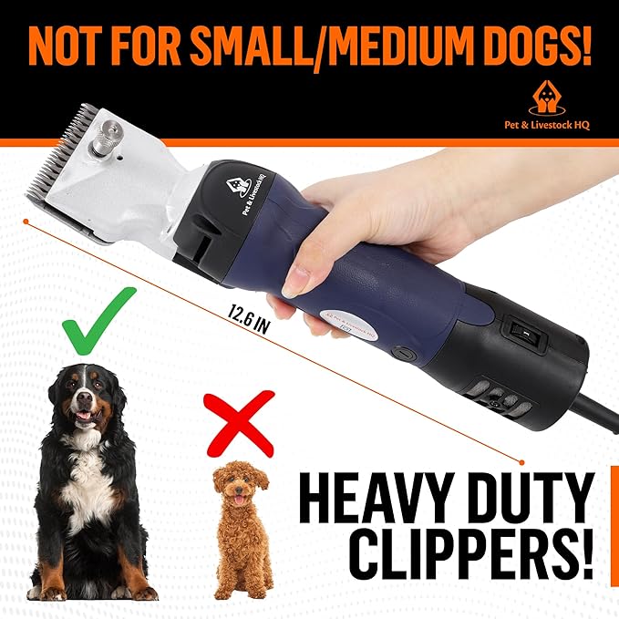 Professional Dog Grooming Clippers for Thick Coats - Shears Heavy Duty Hair Cutting Kit - Large Dog Shaver Set - Pet Trimmer for XL Large Dogs, Horses, Livestock