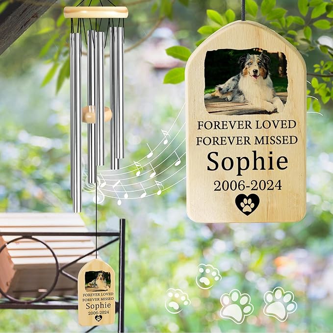 Pet Memorial Gifts, Personalized Pet Memorial Wind Chimes, Pet Loss Gifts, Dog Memorial Gifts for Loss of Dog, Pet Loss Sympathy Gift, Pet Remembrance Gift, in Memory of Pet - Forever Missed