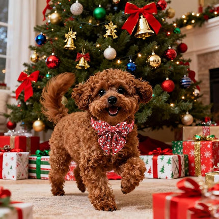 Lionet Paws Christmas Dog Collar with Sailor Bow, Cute Christmas Tree Red Dog Collar Bow Tie for X-Large Dogs, Neck 16-26 inches