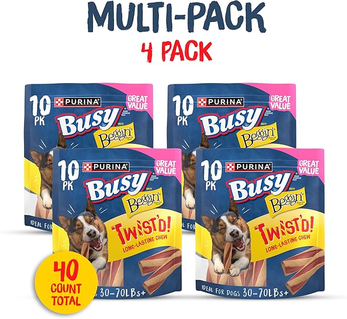 Purina Busy With Beggin' Dog Treats, Twist'd - 10 Count (Pack of 1)