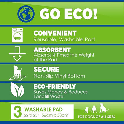 Four Paws Wee-Wee Premium Patch Reusable Pee Pad for Dogs, 3 Count Standard 22" x 23"