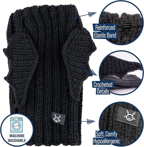 Zoo Snoods Bat Wing Dog Costume - Warm Crochet Snood Wrap for Pets, Neck Ear Cover Protection, Halloween Winter (Small)