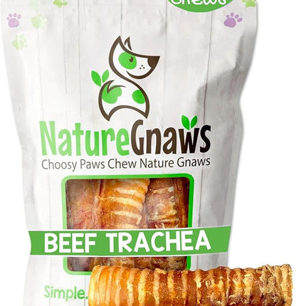 Nature Gnaws Beef Trachea Chews for Dogs 6" (6 Count) - Long Lasting Natural Crunchy Dog Chew Bones - Rawhide Free