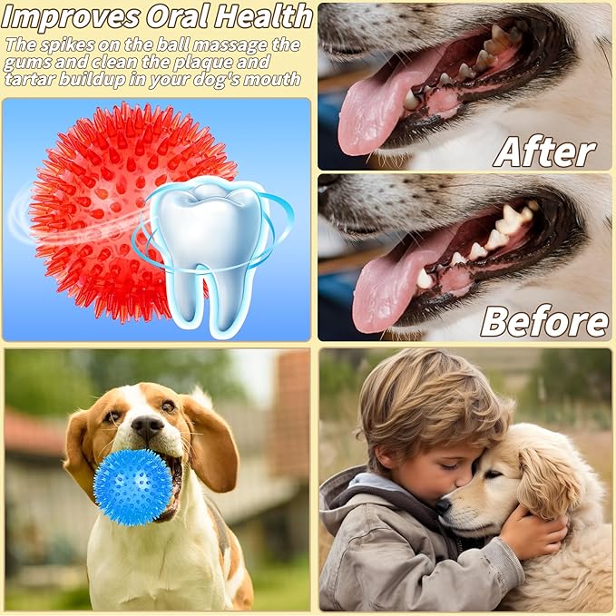36 Pcs 2.5 in Squeaky Dog Toy Balls Spiky Dog Balls Chew Toy for Teething Durable High Bounce TPR Fetch Toy 9 Colors Water Toys for Small Medium Dogs Aggressive Chewers Clean Teeth and Training