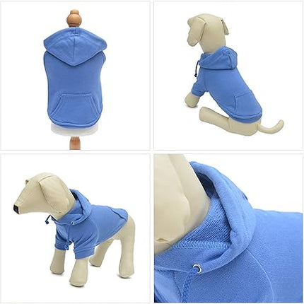 Lovelonglong Blank Basic Hoodie Sweatshirt for Dogs 100% Cotton Fits Small Medium Dachshund Large Dog Royle Blue XS