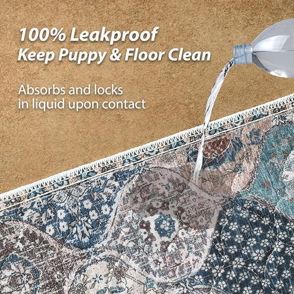 nunubaby Washable Pee Pads for Dogs, Stylish, Non-Slip and Leak-Proof Pee Pads. Reusable Potty Pads for Dogs for Crates and Floors.(Dark Red/Multi, 36" x36" )